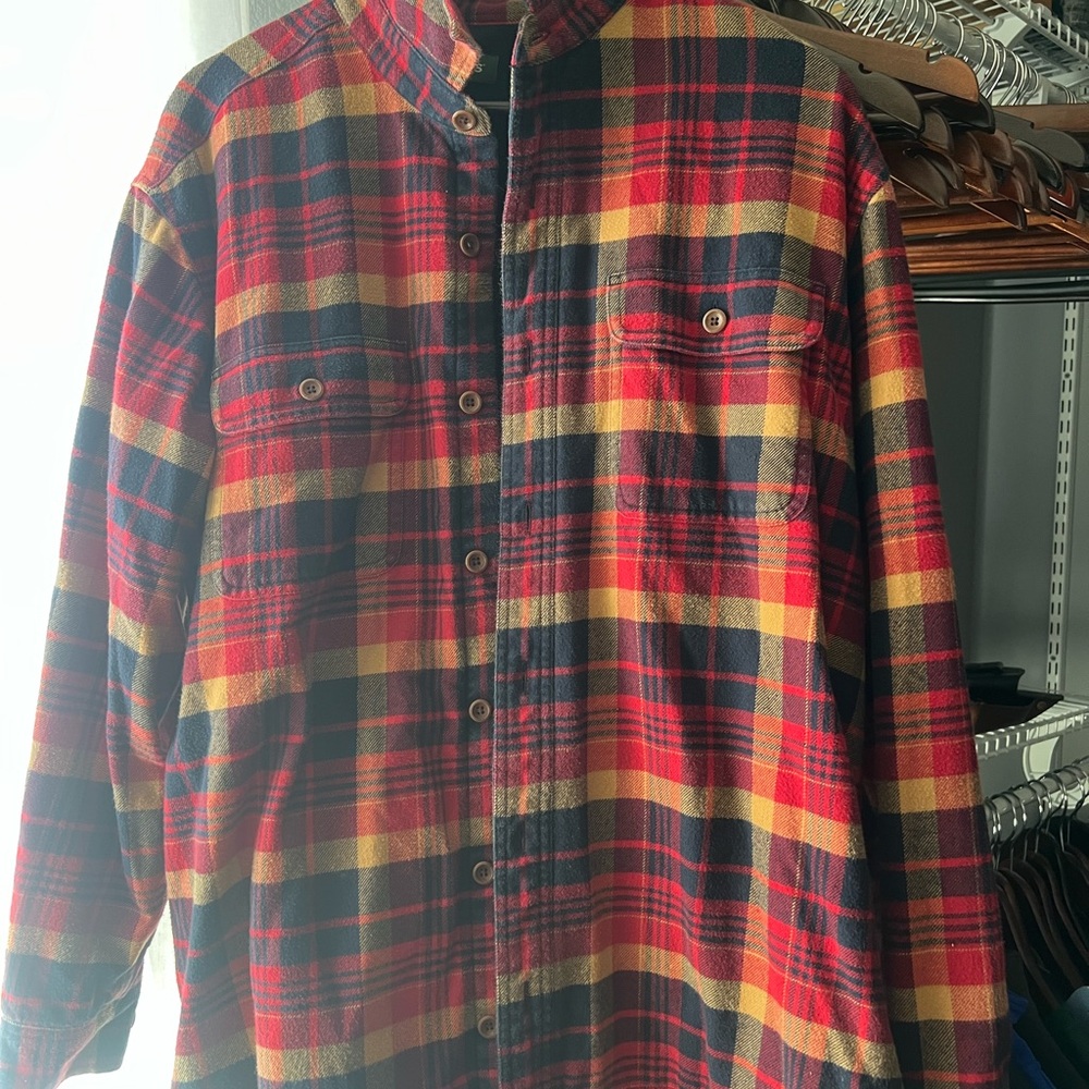 Orvis Red and Yellow Casual Button Down Shirt